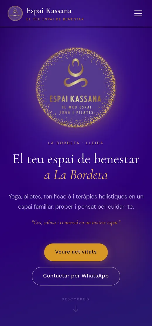 Disseny web responsive a Lleida — versió mòbil del projecte Espai Kassana